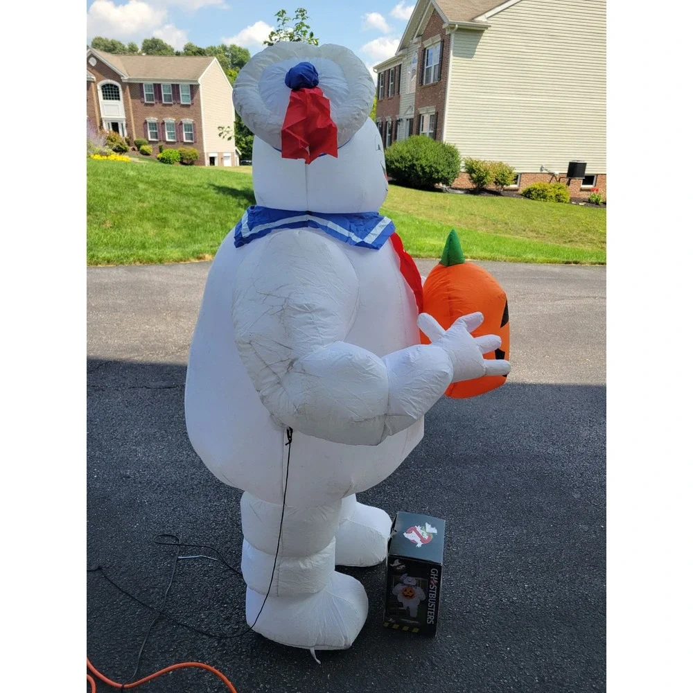 Gemmy Ghostbusters Stay Puft Inflatable 5ft White Pumpkin Halloween Decor